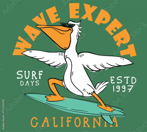 Vector animal surf character  illustrtion for t shirt prints © basws
