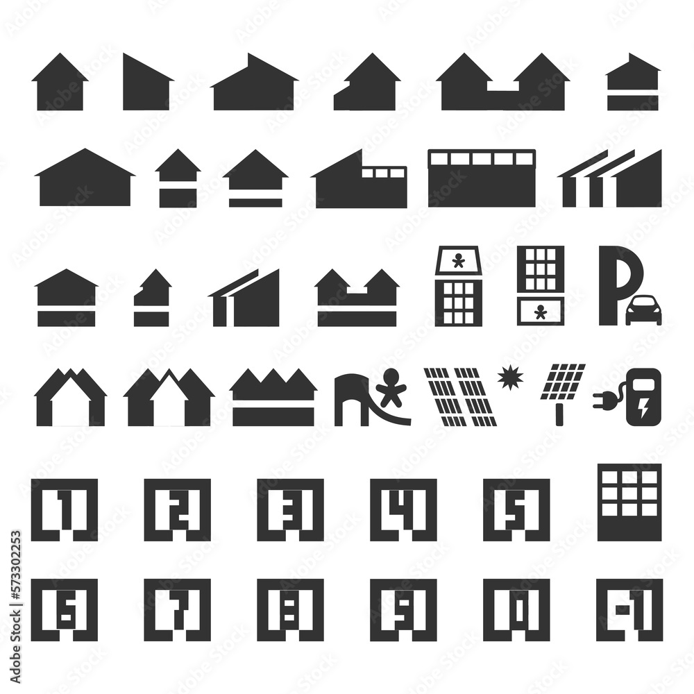 real estate icons set on a white background