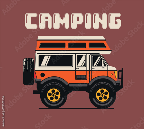 illustration of a camp caravan