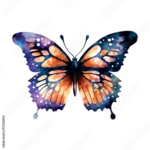 Photography blue purple butterfly watercolor isolated on a white background