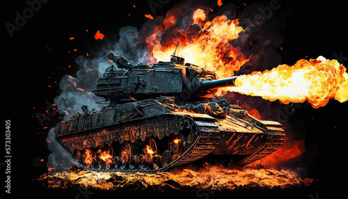tank on fire
