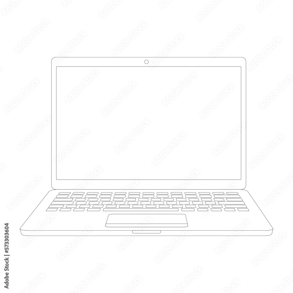 Laptop line contour icon. Open computer linear gadget. Vector illustration isolated on white. Laptop line contour icon. Open computer linear gadget. Vector illustration isolated on white.