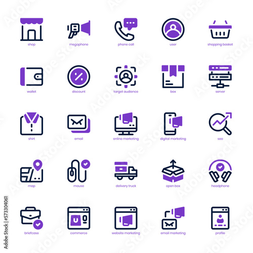 Online Marketing icon pack for your website design, logo, app, and user interface. Online Marketing icon mixed line and solid design. Vector graphics illustration and editable stroke.