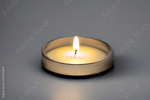 Wallpaper Mural An isolated candle in a glass plate on grey background. Aromatherapy candle. Torontodigital.ca