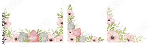 Canvas Print Watercolor Happy Easter borders and corners set