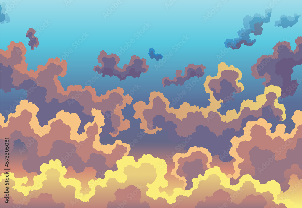Fototapeta premium Evening sky clouds. Realistic background in soft pastel pink and blue colors. Morning landscape with gradient colorful heaven skies. Sunset