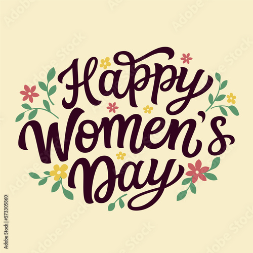 Happy Women s day. Hand lettering text. Vector typography for posters  banners  greeting cards