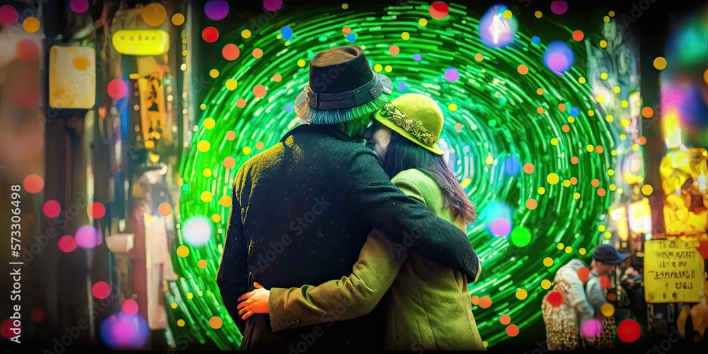 Obraz premium St Patrick day. Irish party., green fireworks