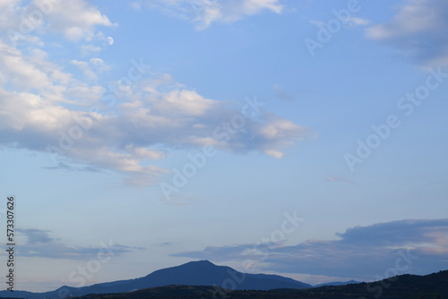 Panorama with clouds in the sky and mountains