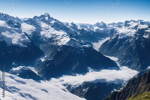 Schweizer Berglandschaft, Schweizer Landschaft, einladend, friedlich, generative AI © andy_boehler