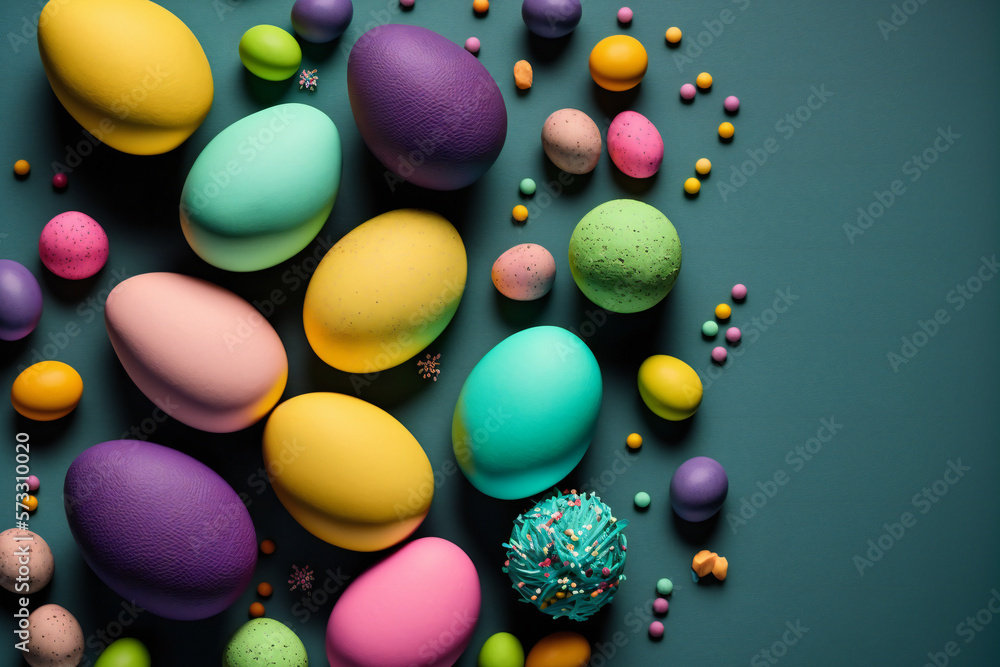 Easter background template with Easter eggs - Greetings and presents for Easter Day - Copy Space - Generative AI
Easter background template with Easter eggs - Greetings and presents for Easter Day - Copy Space - Generative AI