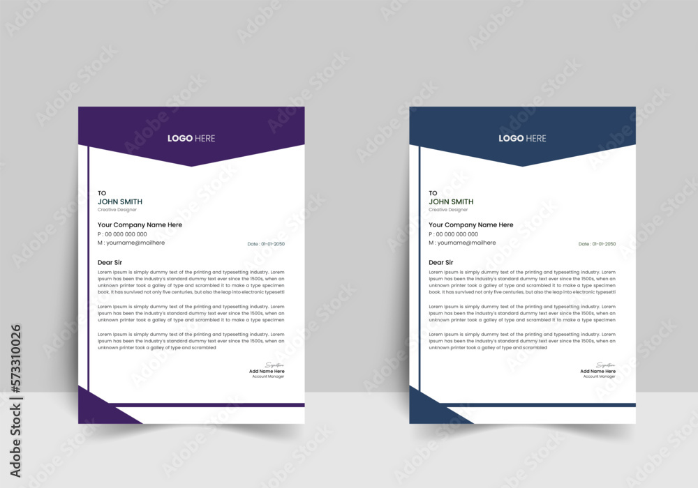Obraz premium Vector modern company letterhead design template