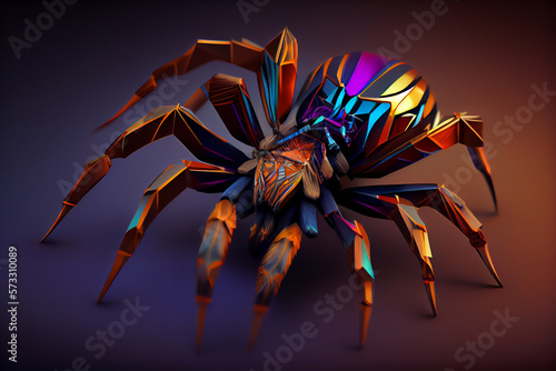 Fototapete Beautiful abstract surreal geometric tarantula concept, contemporary colors and mood social background