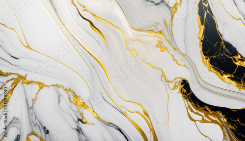 Black, golden and white marble texture, abstract background pattern.