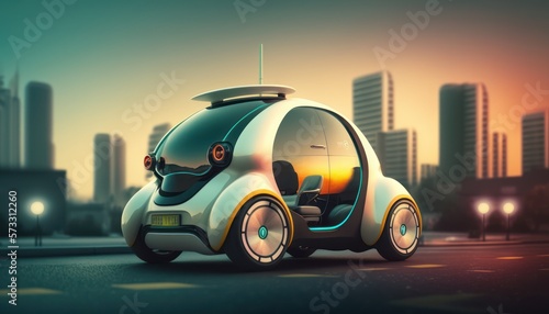 Futuristic concept car in the city, generative ai © Rawf8