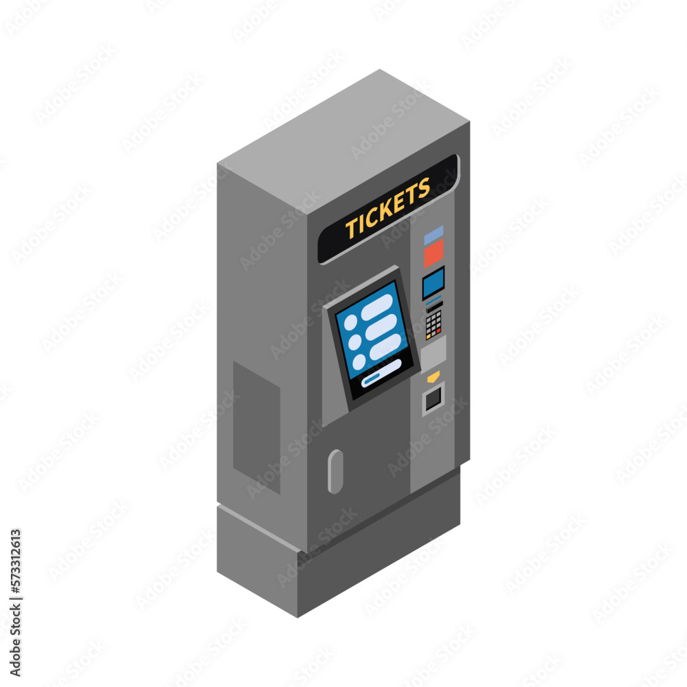 Ticket Machine Isometric Composition Ticket Machine Isometric Composition
