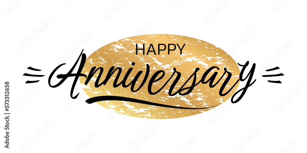 Happy Anniversary text. Calligraphy font, lettering template for
