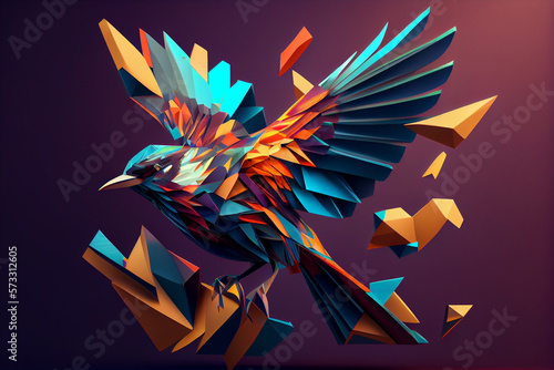 Beautiful abstract geometric crow concept, contemporary colors and mood social background. photo