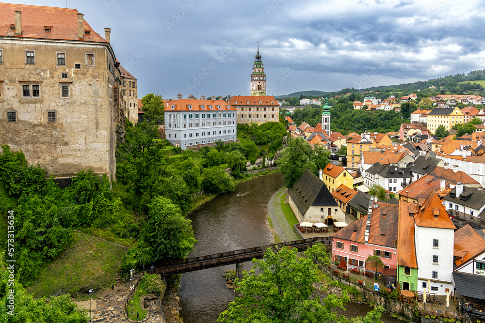 Historic town of Cesky Krumlov on the Vltava River, Bohemia, Czech Republic