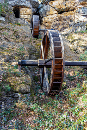 Wooden water wheels Regenstein mill photo