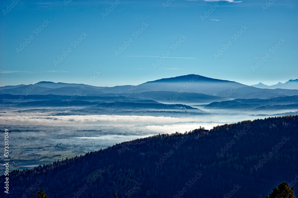 high in the mountains on a cold day