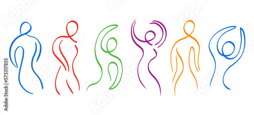 Group of dancing people shapes