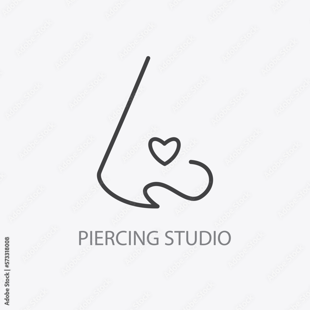 Piercing studio logo template. Pierced Nose Piercing studio logo template. Pierced Nose