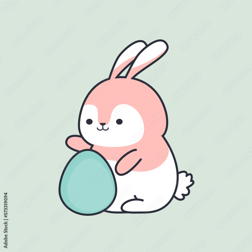 Obraz premium Cute Easter bunny with easter egg. Children illustration.