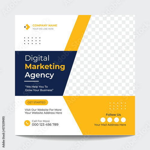 Modern Digital Marketing Agency Social Media Post Template Design.