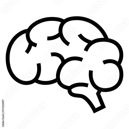 Vector human brain icon. Monochrome symbol on white background. Simple user interface design element