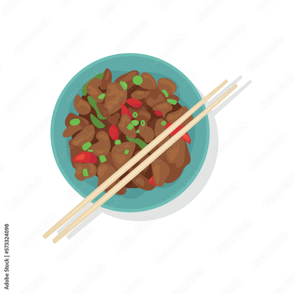 Tasty Chinese dish with stewed meat on white background Tasty Chinese dish with stewed meat on white background