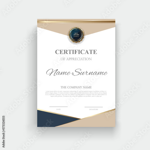 Certificate of completion design. Certificate of achievement, education, award, scholarship, bachelor degree, diploma