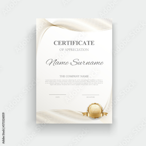 Certificate of completion design. Certificate of achievement, education, award, scholarship, bachelor degree, diploma