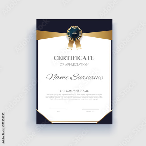 Certificate of completion design. Certificate of achievement, education, award, scholarship, bachelor degree, diploma