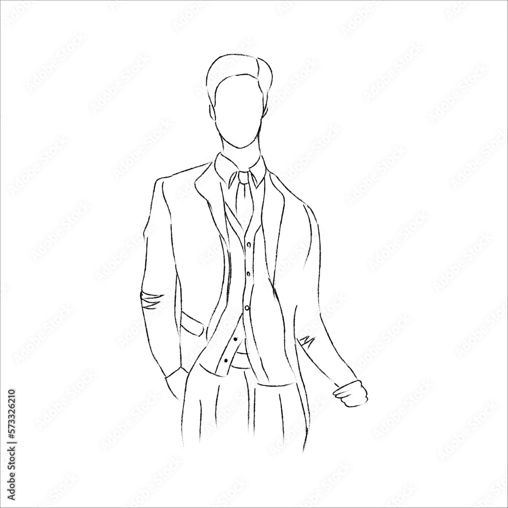 Man in business suit. Black and white sketch. Man in business suit. Black and white sketch.
