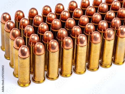 Collection of standing 32 caliber pistol ammunition
