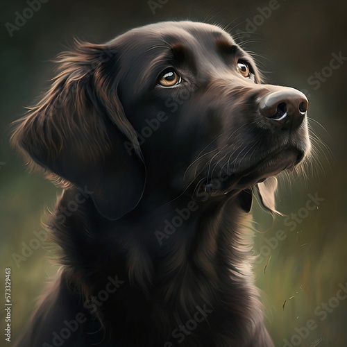 Labrador dog close-up, black dog head. generative ai 