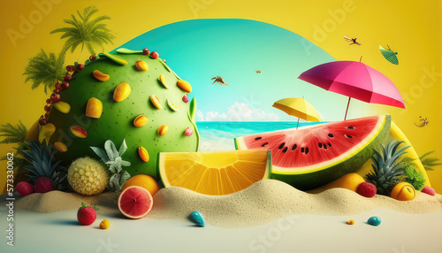 summer background illustration. generative Ai