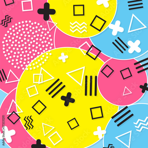 90s Pattern. Fun Background. Color Abstract Print.