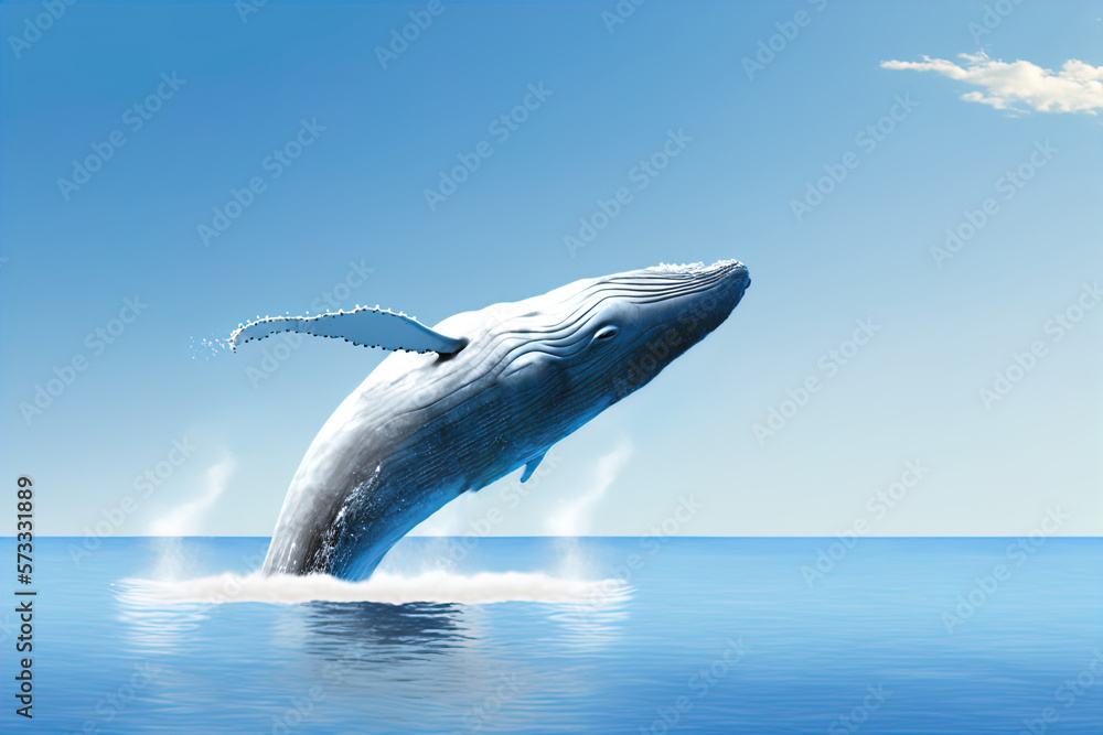 Fototapeta premium A whale breaching water. 
