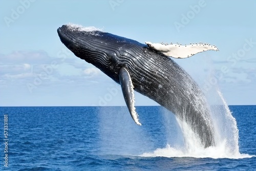 A whale breaching water.  photo