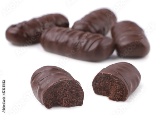 Chocolate candies on a white background