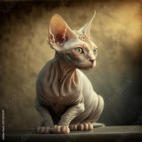  Portrait of a cat Sphynx. Very expressive eyes.