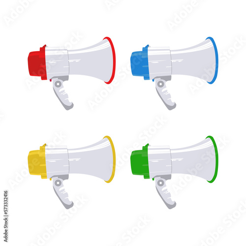 design collection of four kinds of megaphone colors with good lighting so that the image is clear