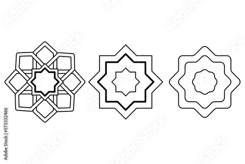 Islamic ornament collection. Muslims, three kinds of forms of Islamic ornaments