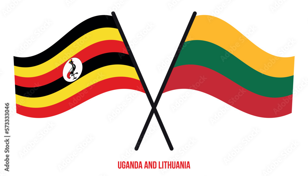 Uganda and Lithuania Flags Crossed And Waving Flat Style. Official Proportion. Correct Colors. Uganda and Lithuania Flags Crossed And Waving Flat Style. Official Proportion. Correct Colors.