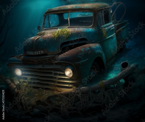 old car at the bottom of the ocean