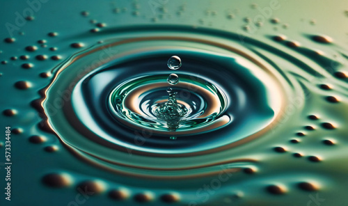 A single water droplet falling into a pool, creating a dramatic ripple effect