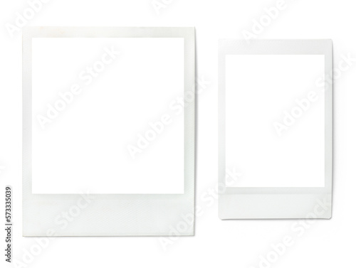 set of two vintage Polaroid / instant photo frames in different formats, isolated graphic design elements photo