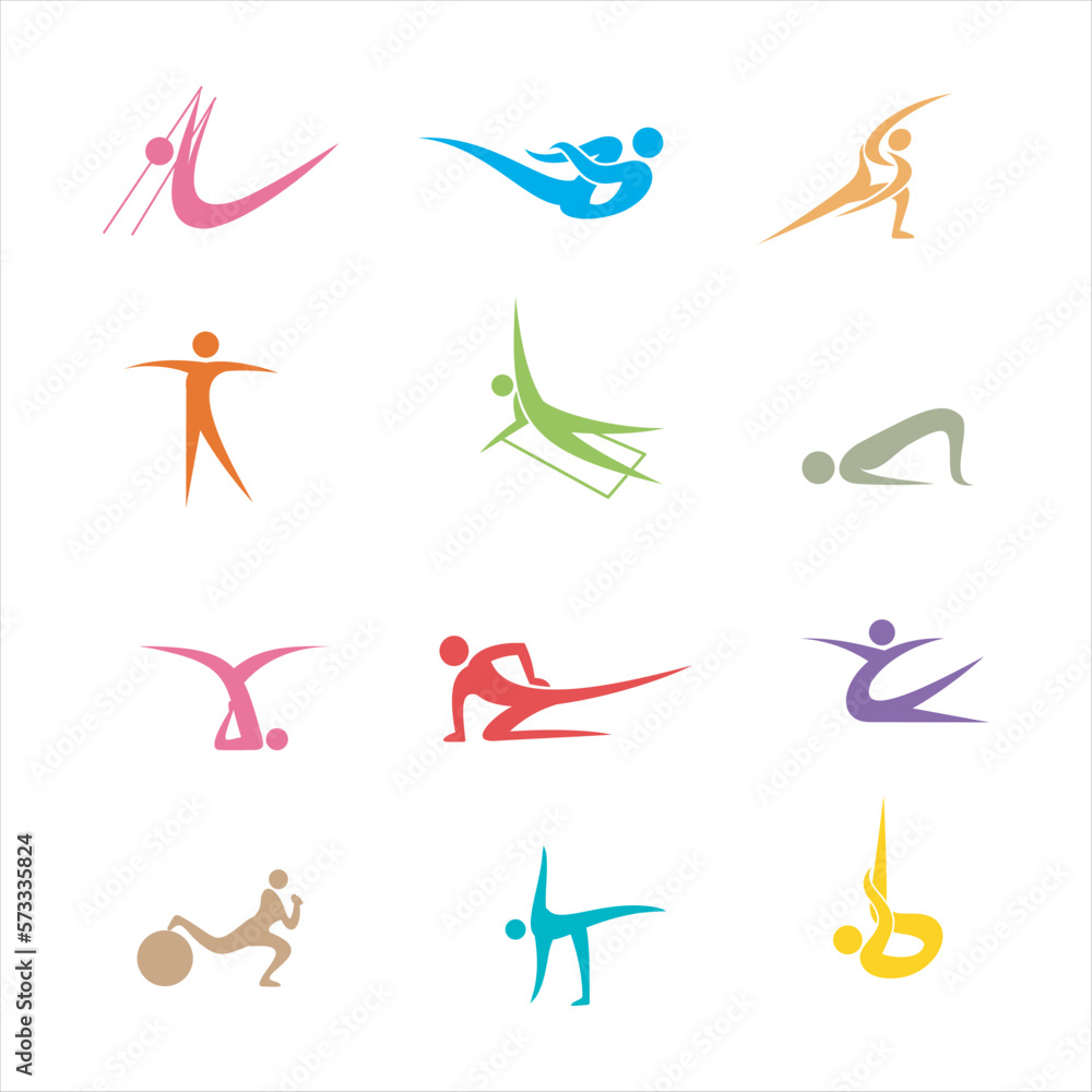 Fototapeta premium pilates color illustrations vector element
